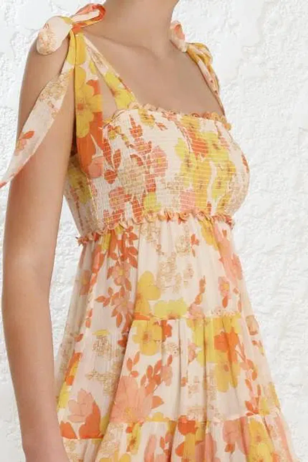 Zimmermann Primrose Crinkle Dress Yellow Size AU 8 for rent on The Volte - main image