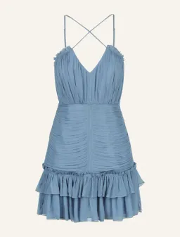 Shona Joy Lauren Cross Front Mini Dress Dusty Blue Size AU 8 for rent on The Volte - image 4