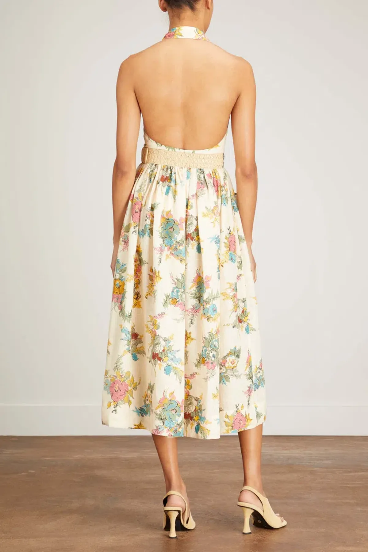 Zimmermann Clover Halter Shirt Midi Dress Honey Floral Size 1 / AU 10 - Image 2