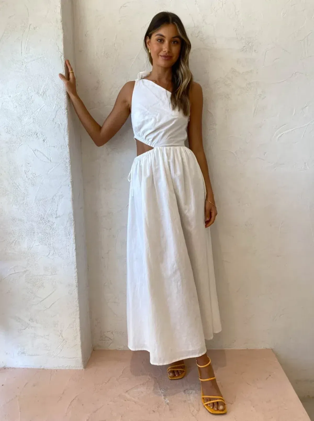 By Nicola Gabriella One Shoulder Maxi Dress In White Size 8 - Image 1