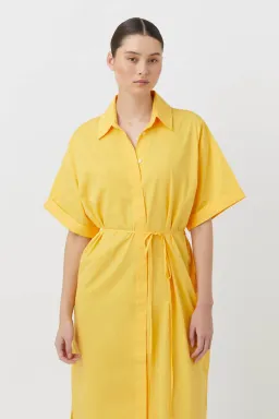 Camilla & Marc Wally Shirt Midi Dress Honey Yellow Gold Size 10 for rent on The Volte - image 2