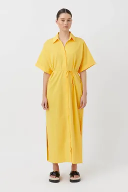 Camilla & Marc Wally Shirt Midi Dress Honey Yellow Gold Size 10 for rent on The Volte - image 1