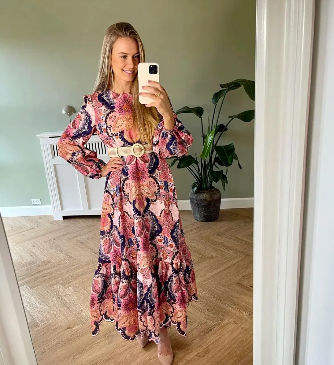Zimmermann The Laurel Billow Emb Midi Dress in Navy Baroque Floral Size 2 /Au 12 for rent on The Volte - main image