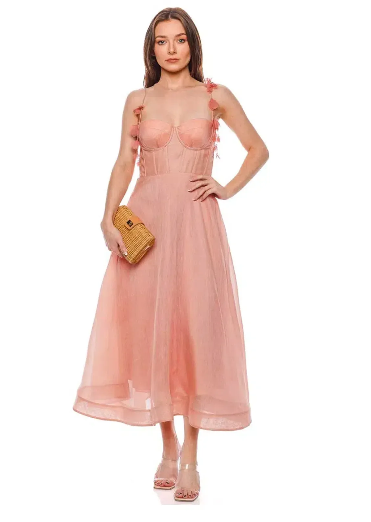 Zimmermann The Wonderland Midi Corset Dress in Dusty Pink Size 0P/Au 6 - Image 2