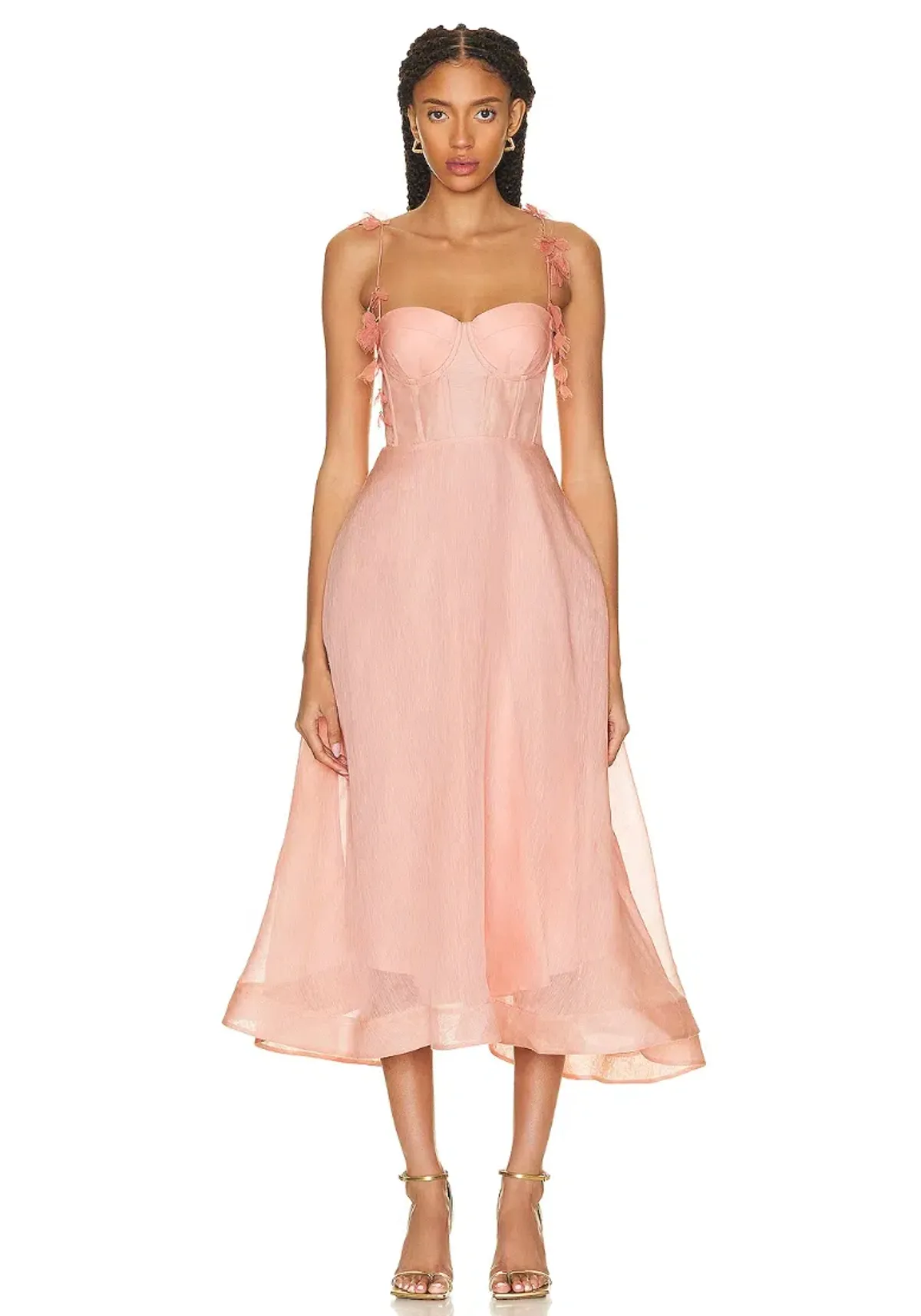 Zimmermann The Wonderland Midi Corset Dress in Dusty Pink Size 0P/Au 6 - Image 1