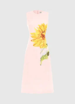 Leo Lin Cleo Sleeveless Midi Dress Sunflower Print in Pink Size 10 for rent on The Volte - image 2
