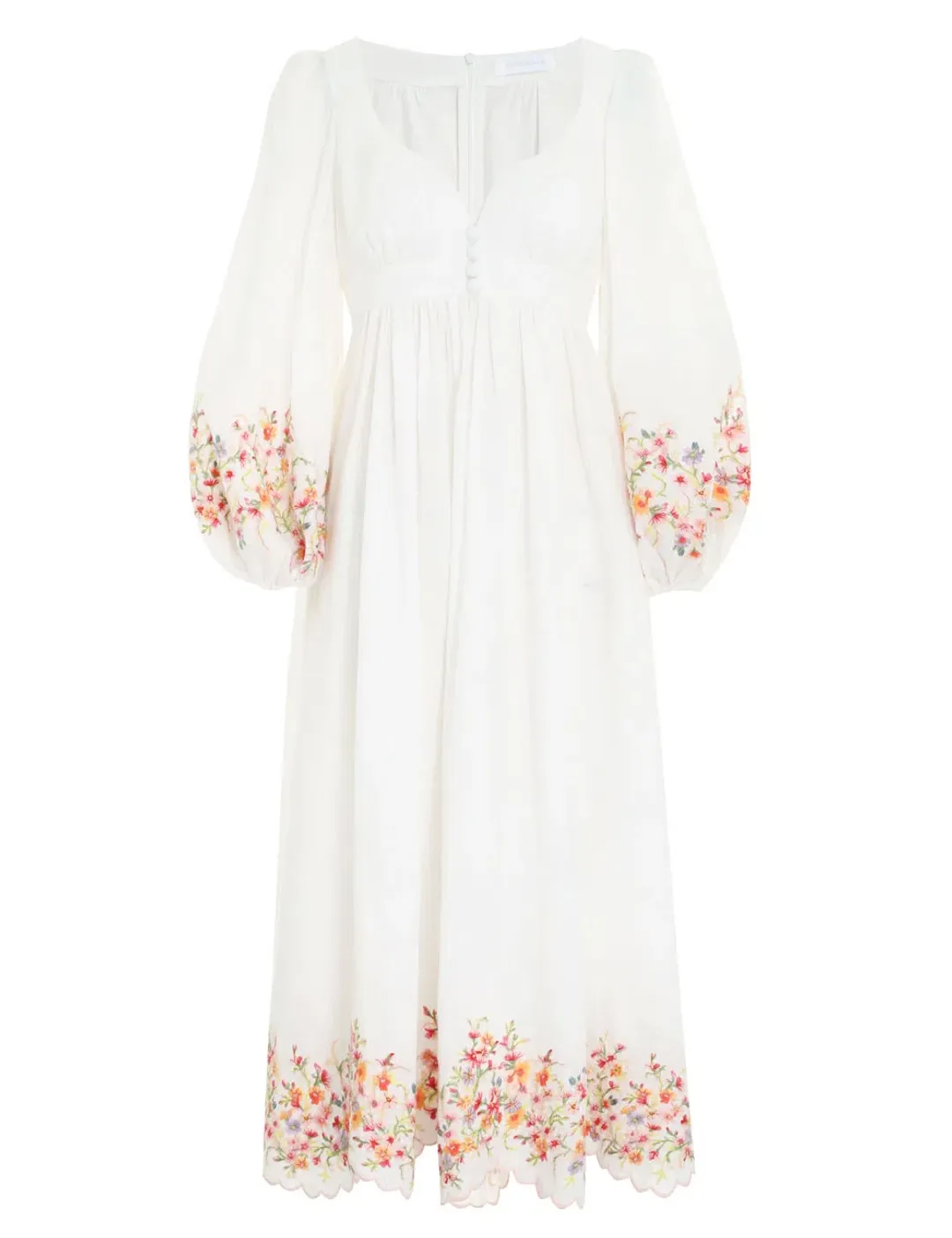 Zimmermann Mae Floral Midi Dress White Floral Size 1/AU 10 for rent on The Volte - main image