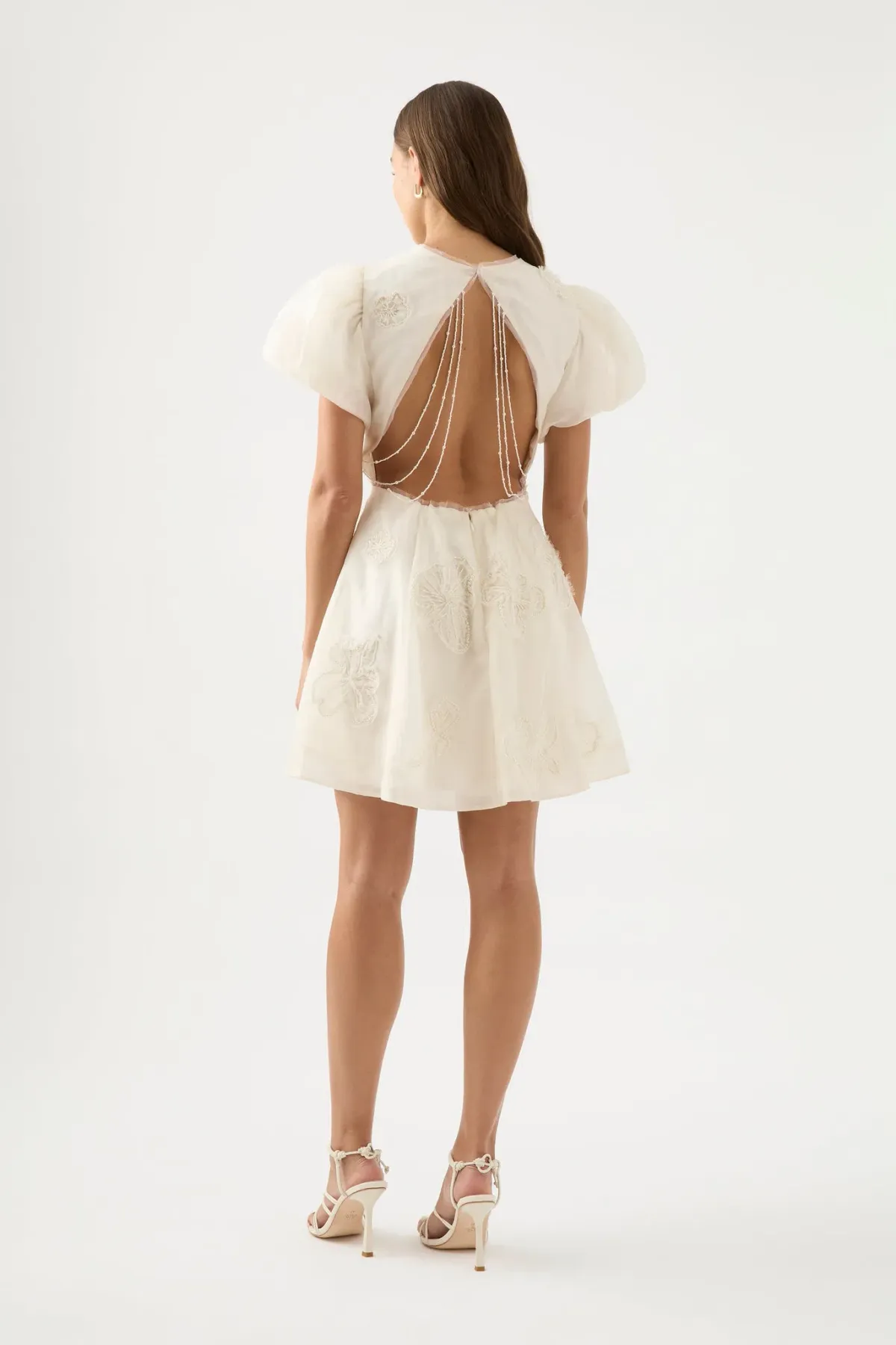 Aje Vera Beaded Flower Mini Dress White Size 6 - Image 2