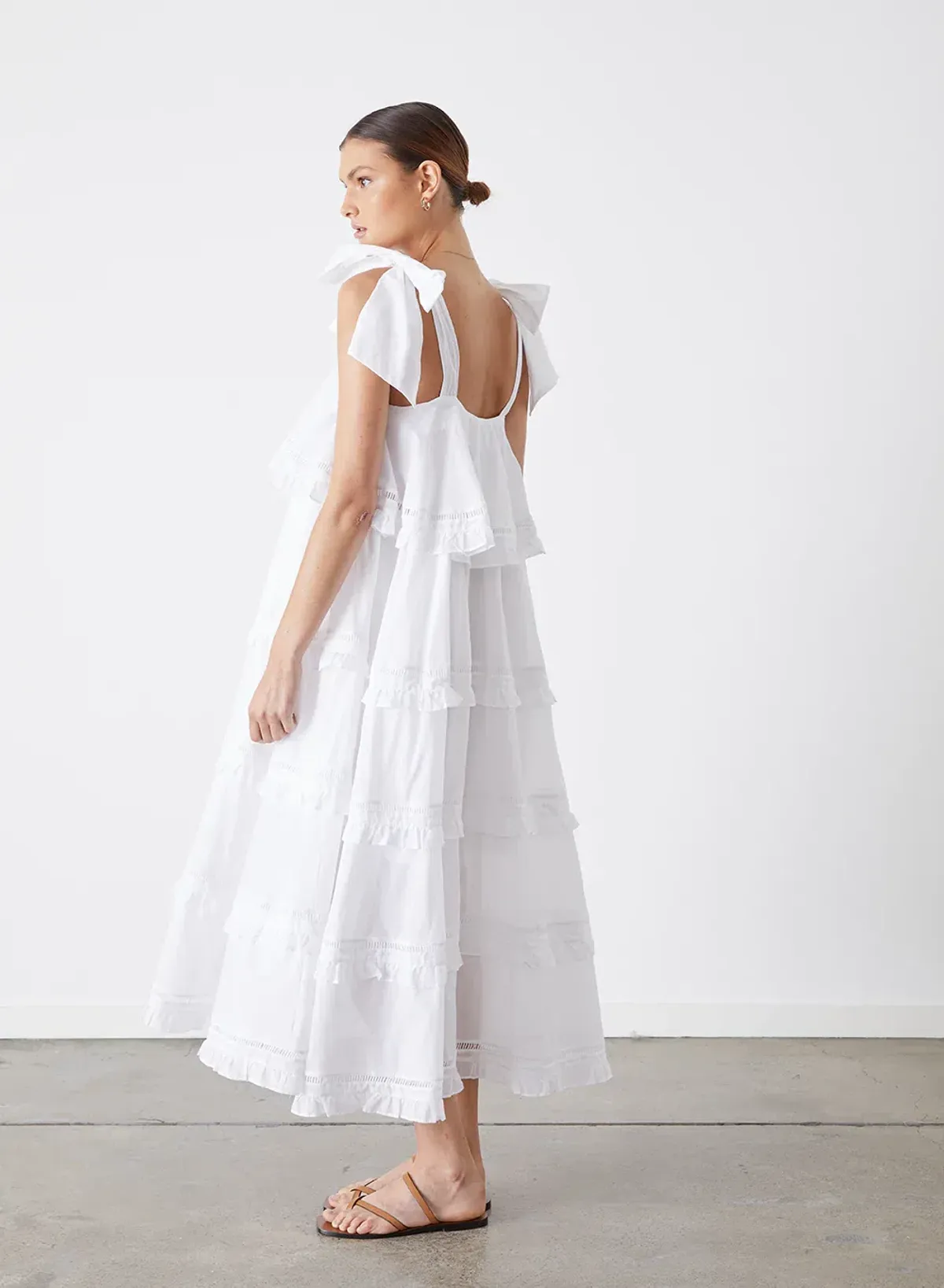 Joslin Studio Cosette Organic Cotton Midi Dress White Size AU 8 - Image 2