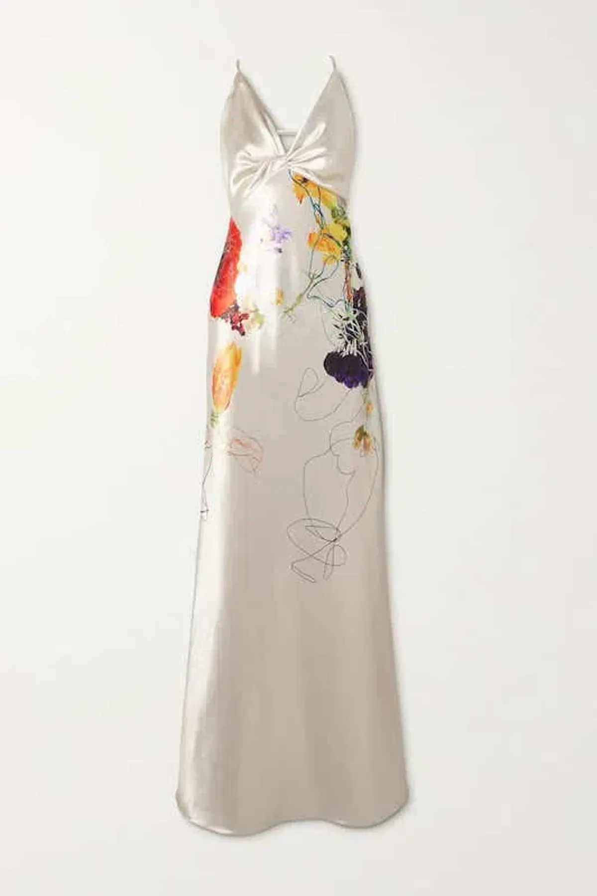 Jason Wu Open Back Floral Print Satin Gown White Size AU 10 - Image 3