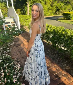 Aje Charlotte Midi Dress Navy Vine Print Size 6 for rent on The Volte - image 3