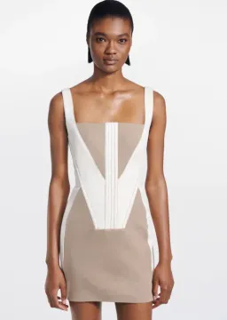 Dion Lee Fork Frame Mini Dress Canvas/Stone Size 10 for rent on The Volte - image 3