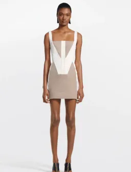 Dion Lee Fork Frame Mini Dress Canvas/Stone Size 10 for rent on The Volte - image 1