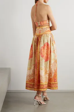 Zimmermann Anneke Cutout Paisley Linen Maxi Dress Orange Print Size 2 / AU 12 for rent on The Volte - image 2