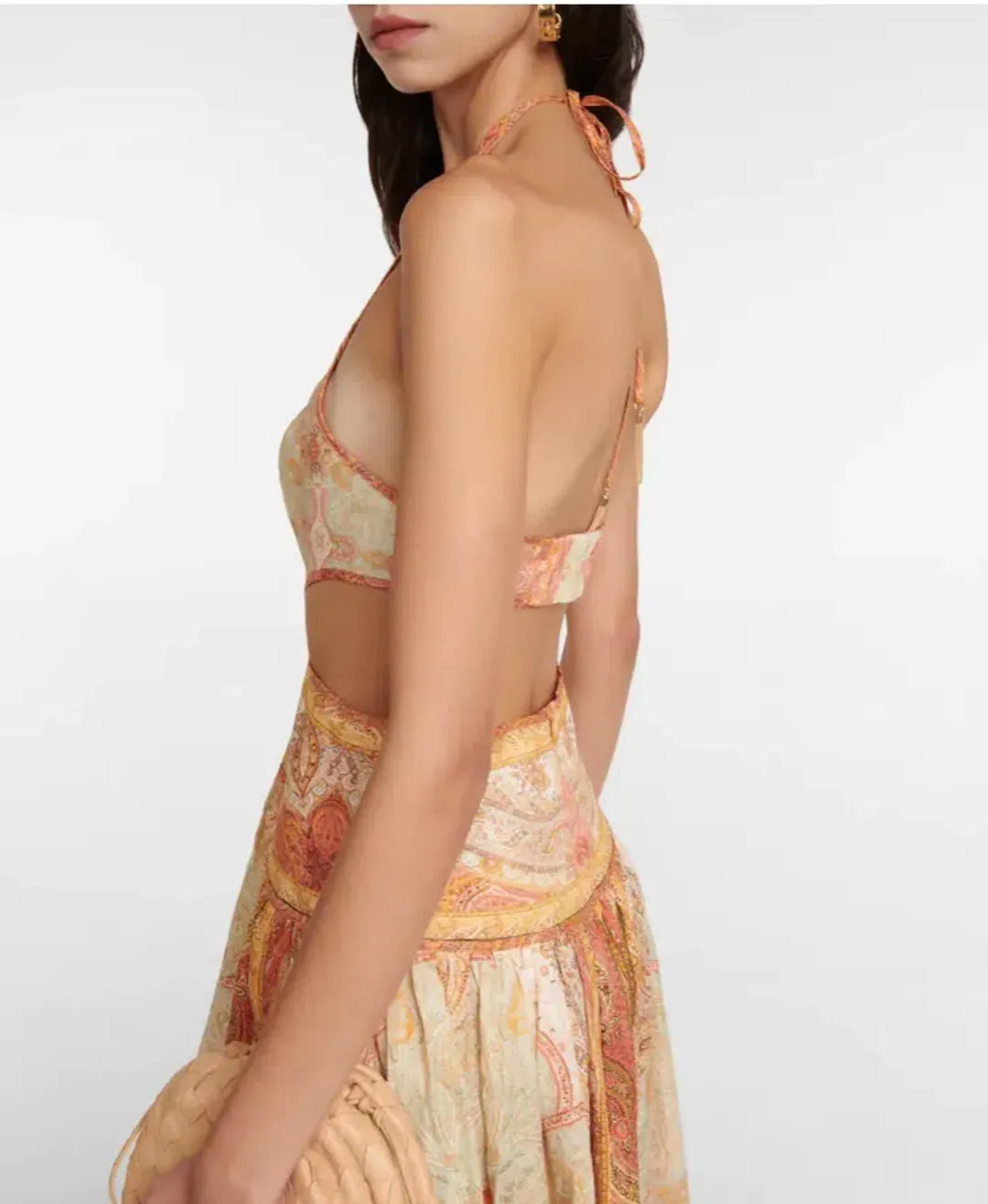 Zimmermann Anneke Cutout Paisley Linen Maxi Dress Orange Print Size 2 / AU 12 for rent on The Volte - main image