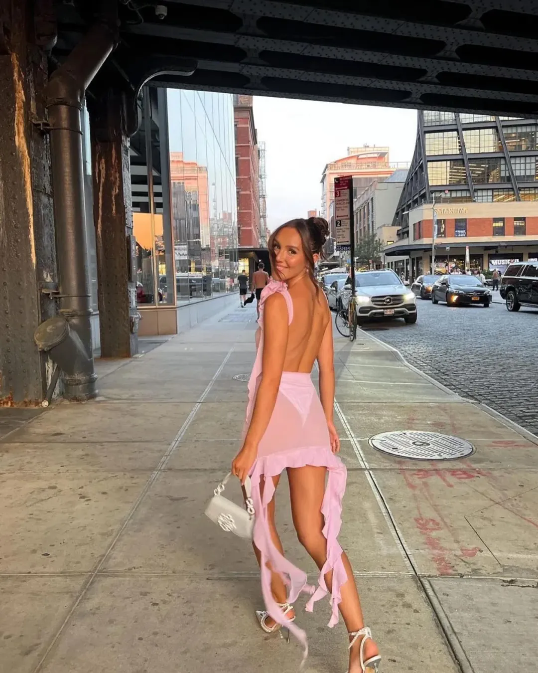Fanci Club White Apple Cocktail Dress Pink Size XS/Au 6 for rent on The Volte - main image
