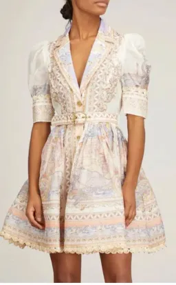 Zimmermann High Tide Mini Shirt Dress Odyssey Print Size 1 / AU 10 for rent on The Volte - image 4
