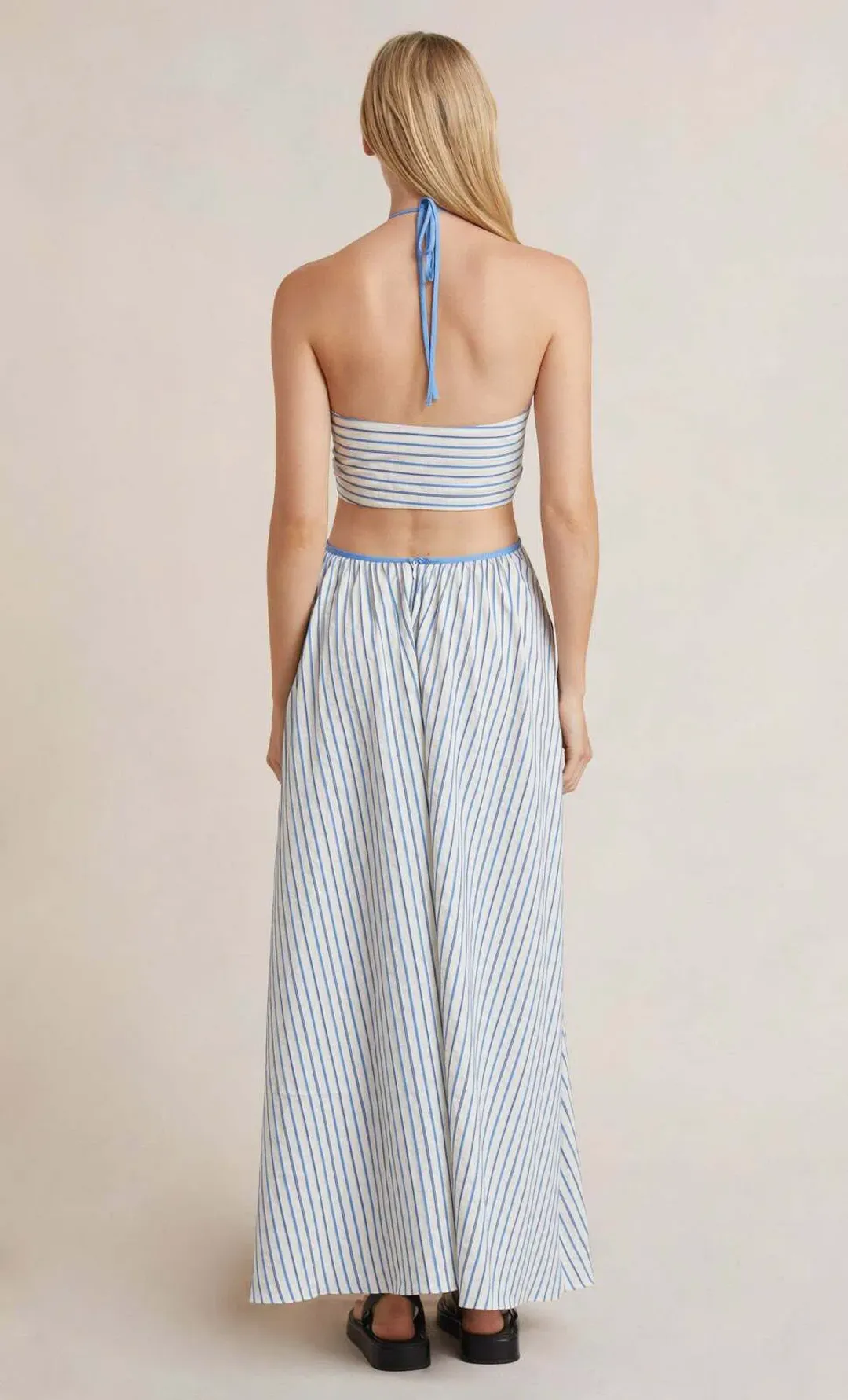 Bec & Bridge Lucia Cutout Maxi Dress White/Blue Size 12 for rent on The Volte - main image