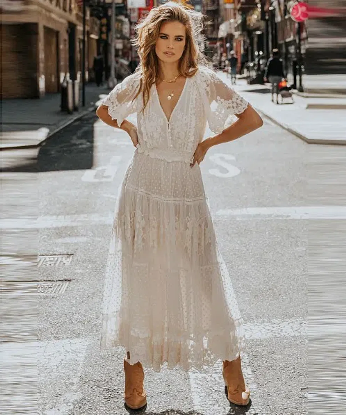 Spell Dawn Dress Cream Size AU 12 for rent on The Volte - main image