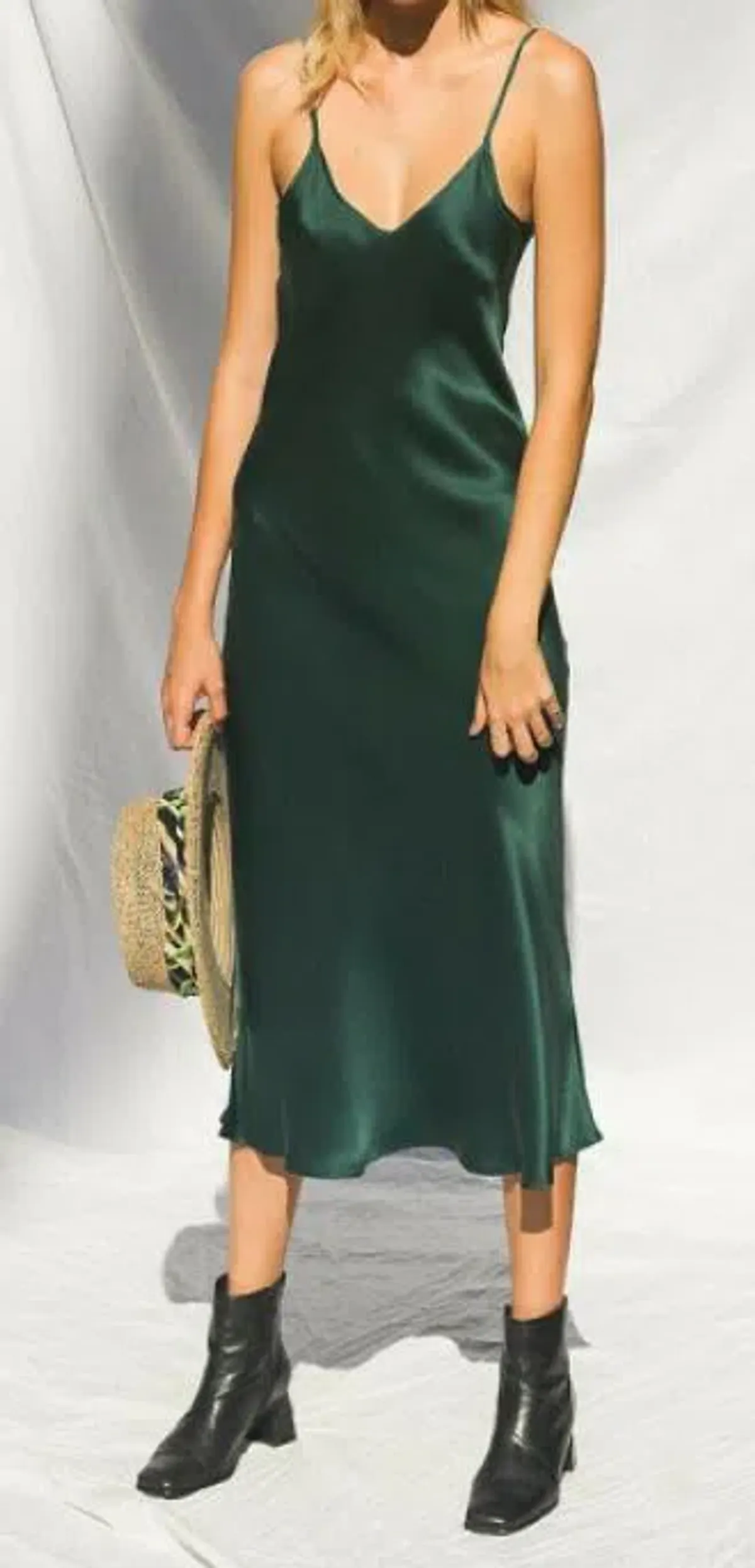 Silk Laundry 90s Slip Dress Emerald Green Size AU 10 - Image 1