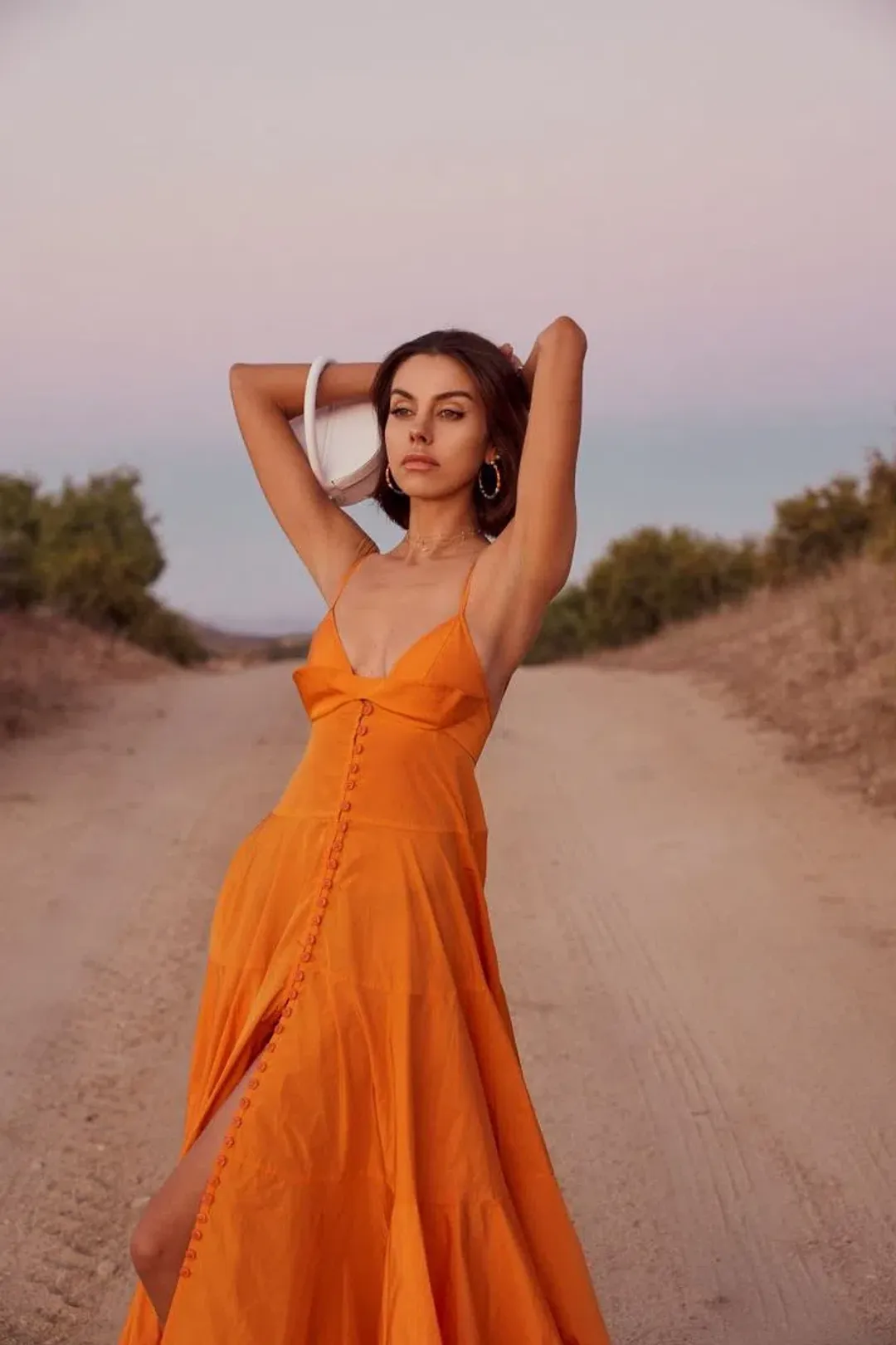 Jacquemus La Robe Manosque Tiered Maxi Dress Orange Size AU 8 for rent on The Volte - main image
