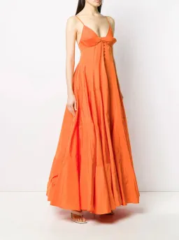 Jacquemus La Robe Manosque Tiered Maxi Dress Orange Size AU 8 for rent on The Volte - image 1
