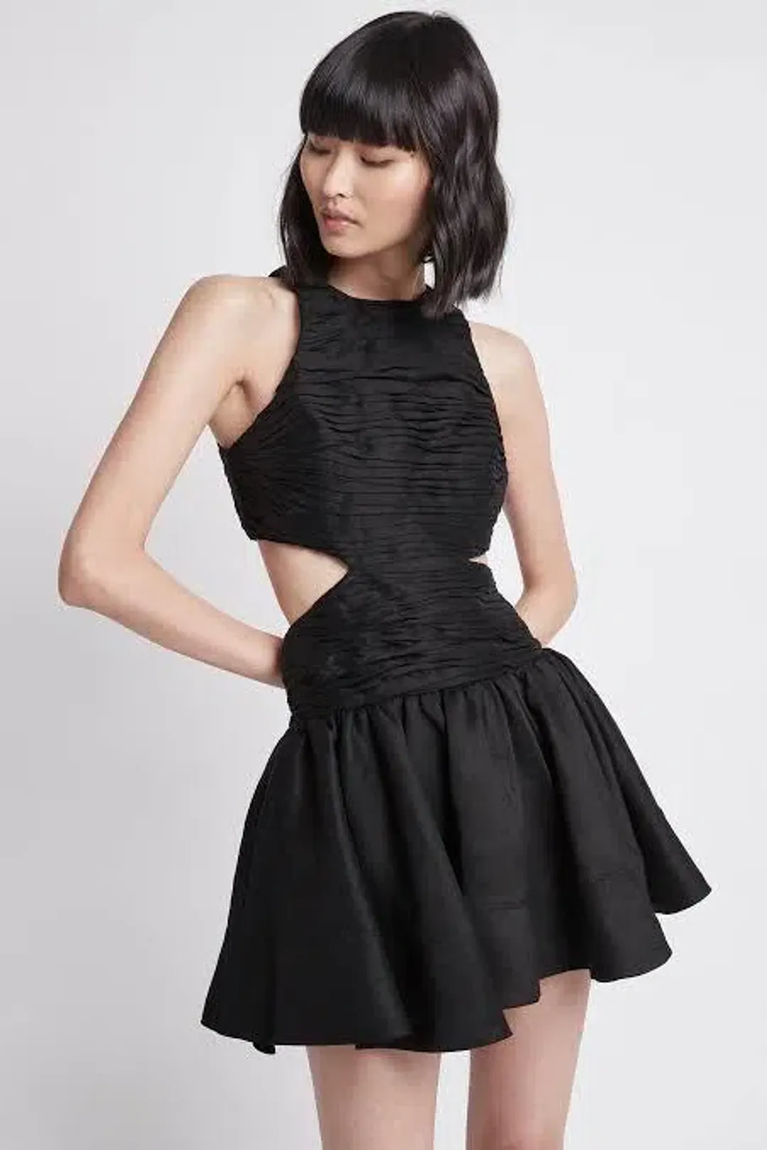Aje Introspect Cut Out Mini Dress Black Size AU 6 for rent on The Volte - main image