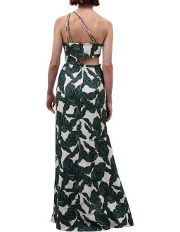 Rachel Gilbert Byron Maxi Dress Cutout Green Floral Linen Size 2 / AU 10 for rent on The Volte - image 3
