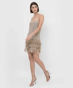 Rachel Gilbert Kenzi Mini Dress Beige Size 5 / AU 16 for rent on The Volte - image 1