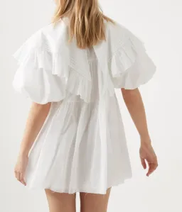 Aje Pablo Bib Smock Mini Dress Ivory Size 8 / S for rent on The Volte - image 3