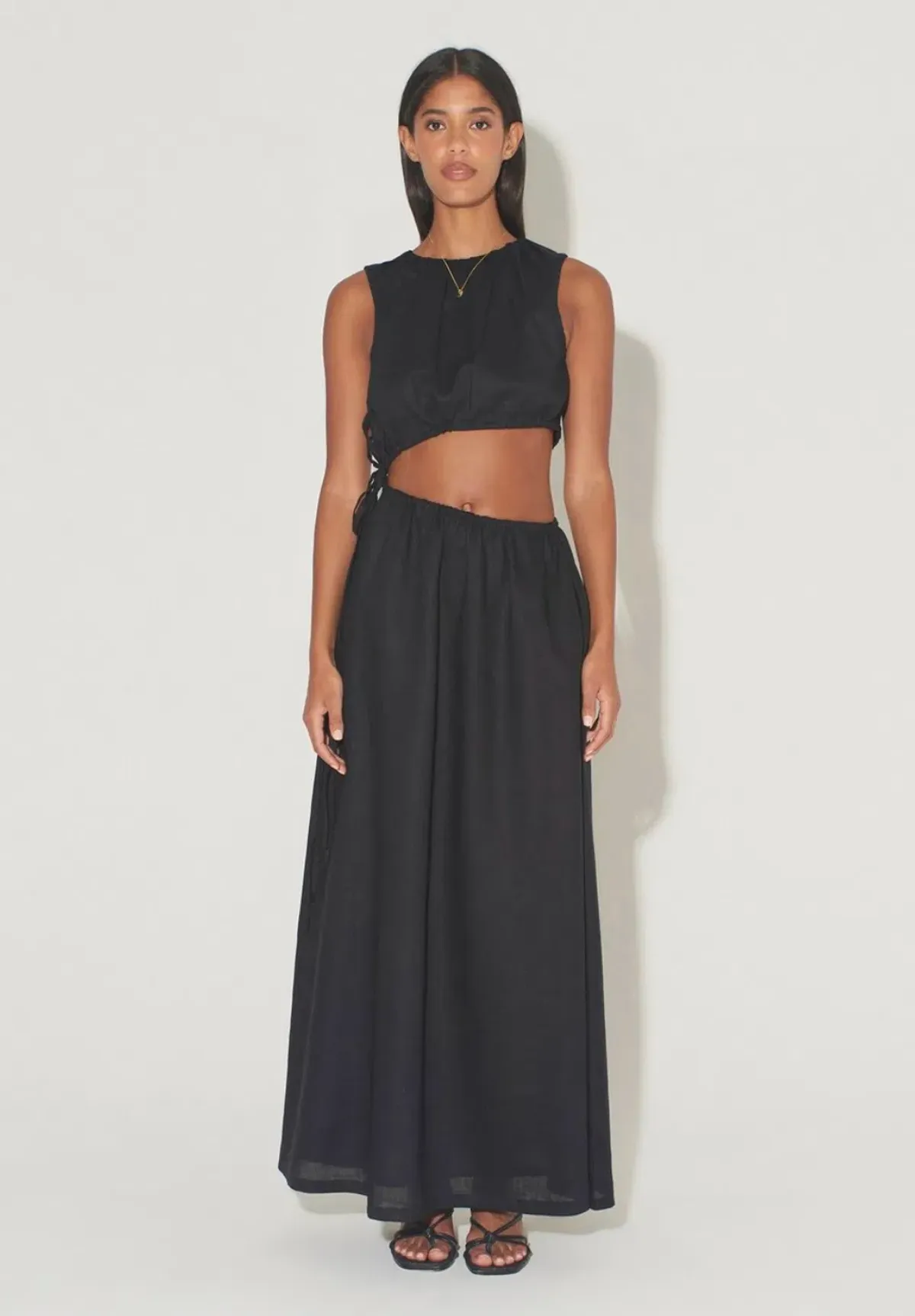 Hansen and Gretel Mesa Drawstring Midi Dress in Black Size S / Au 8 - Image 1