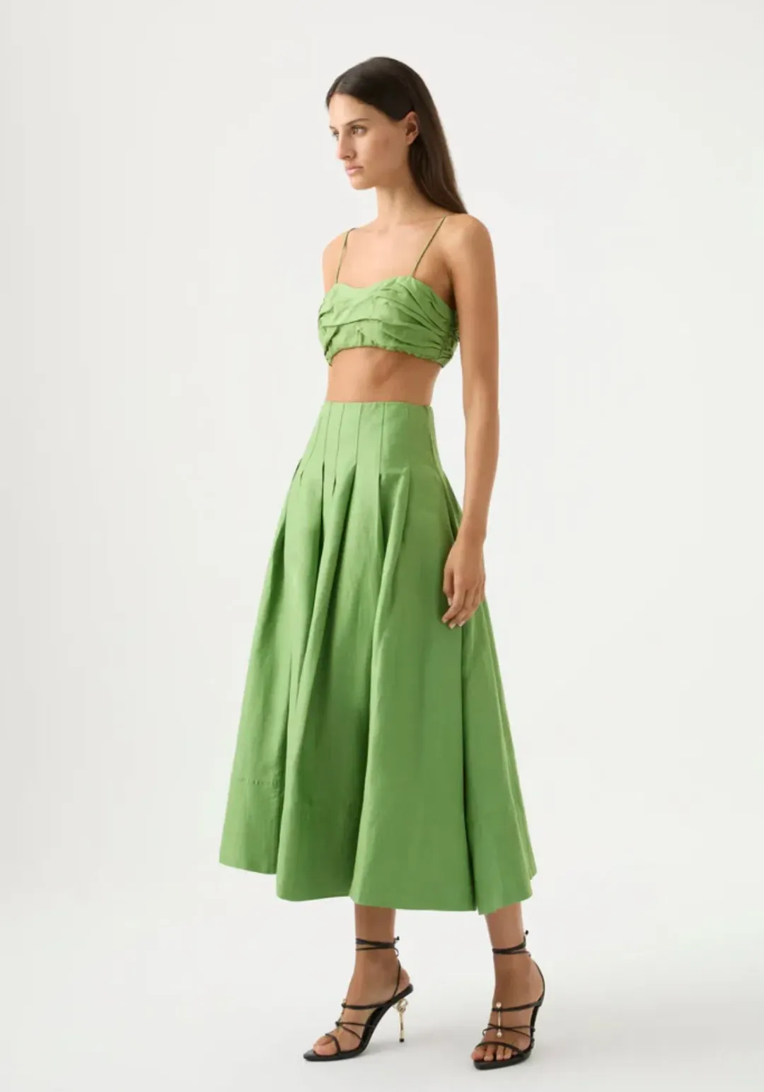 Aje Paradiso Skirt And Thea Draped Twist Crop Top Set Fern Green Size 6 for rent on The Volte - main image