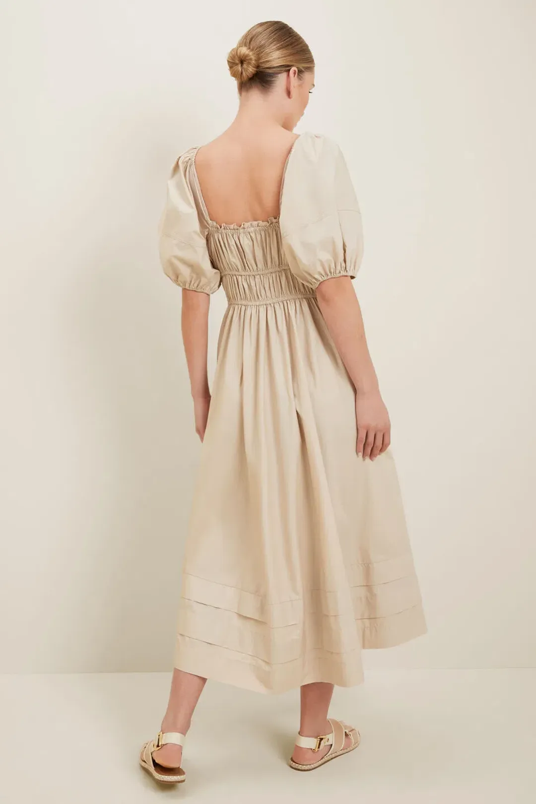Seed Heritage Poplin Midi Dress Beige Size 14 for rent on The Volte - main image