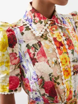 Zimmermann Wonderland Floral Shirt Dress in Spliced Stripe Floral Size 2/Au 12 for rent on The Volte - image 2