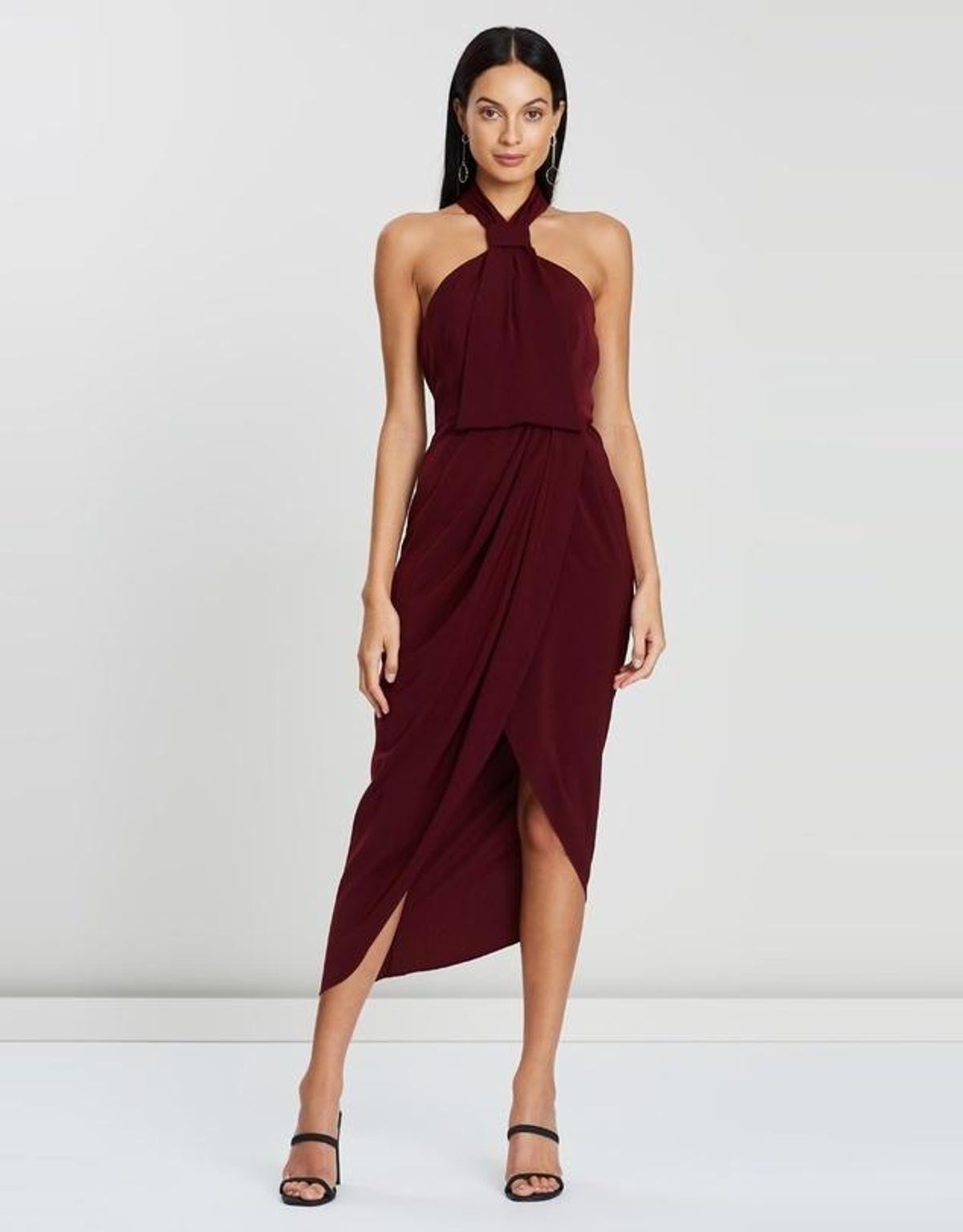 Shona Joy Knot Dress Burgundy Size 8 for rent on The Volte - main image