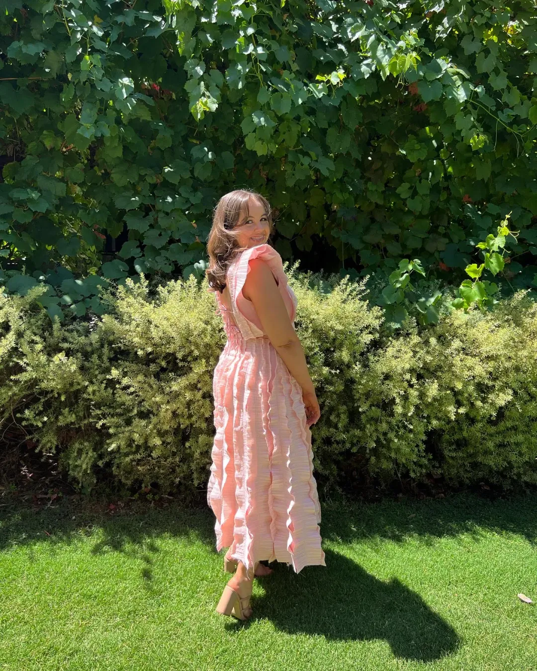 Aje Hybrid Midi Dress Rose Pink Size AU 10 for rent on The Volte - main image