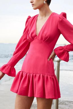 By Johnny Anna V Tulip Sleeve Mini Dress Size 8 for rent on The Volte - image 2