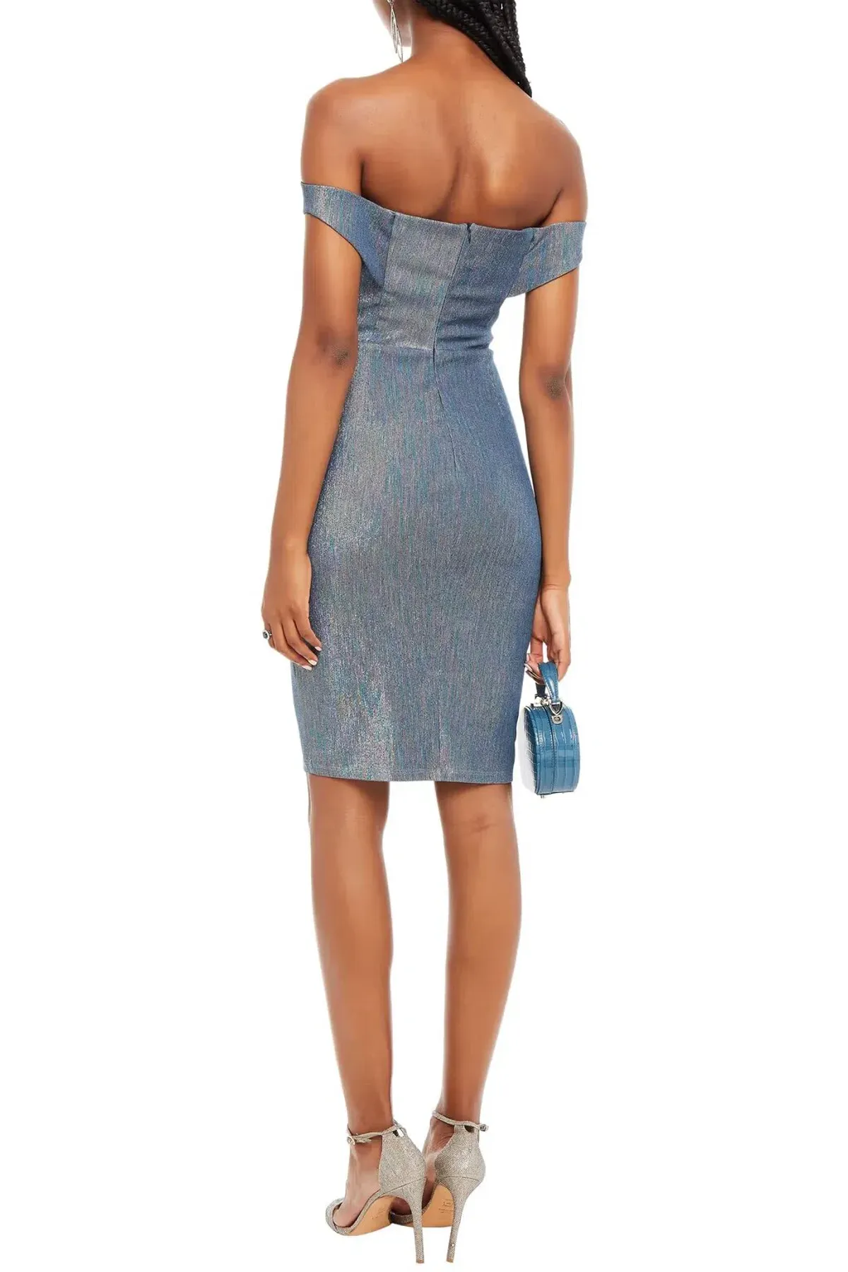 Michelle Mason Metallic Denim Dress Blue Size AU 4 - Image 2