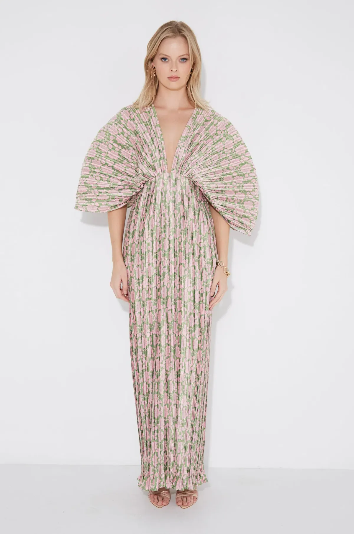Gianna Forever Dress Olive & Pink Floral Size AU 6 for rent on The Volte - main image