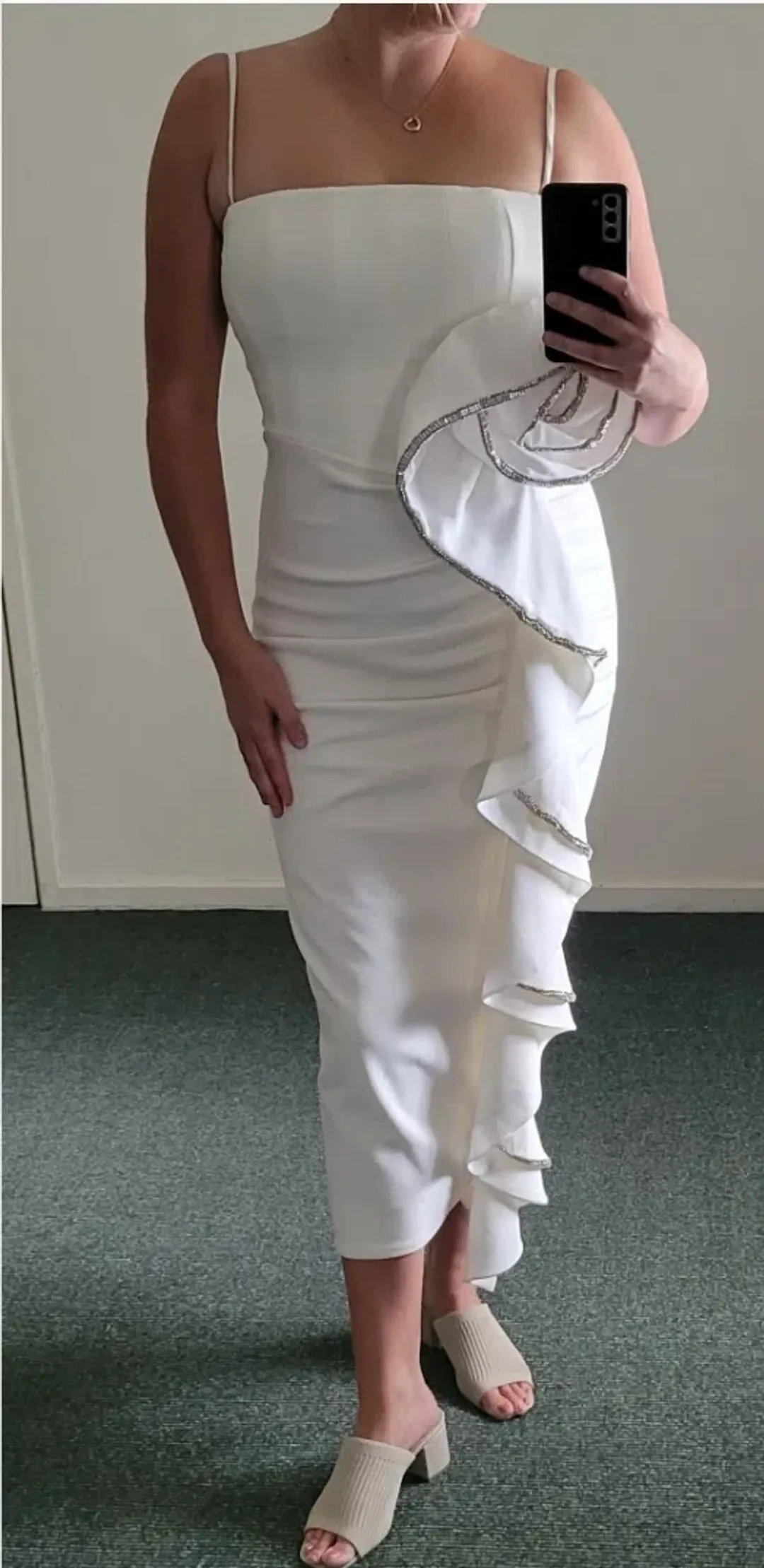 Rachel Gilbert Santiago Midi Dress Ivory Size 2 / AU10 for rent on The Volte - main image