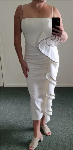 Rachel Gilbert Santiago Midi Dress Ivory Size 2 / AU10 for rent on The Volte - image 3