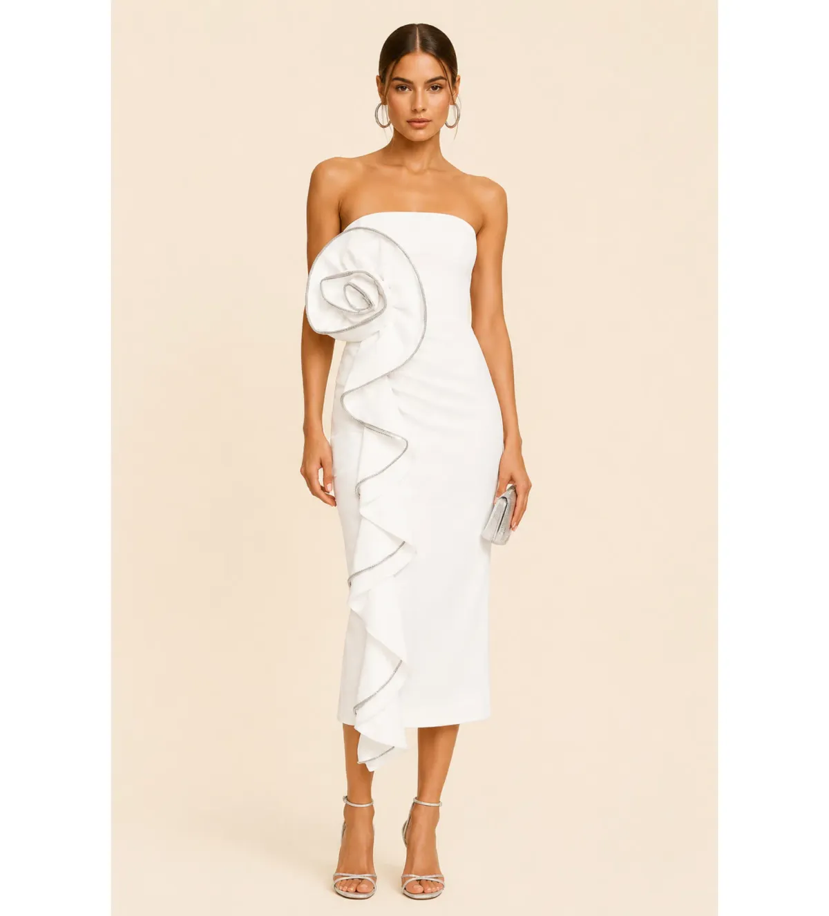Rachel Gilbert Santiago Midi Dress Ivory Size 2 / AU10 - Image 1