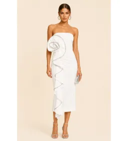 Rachel Gilbert Santiago Midi Dress Ivory Size 2 / AU10 for rent on The Volte - image 1