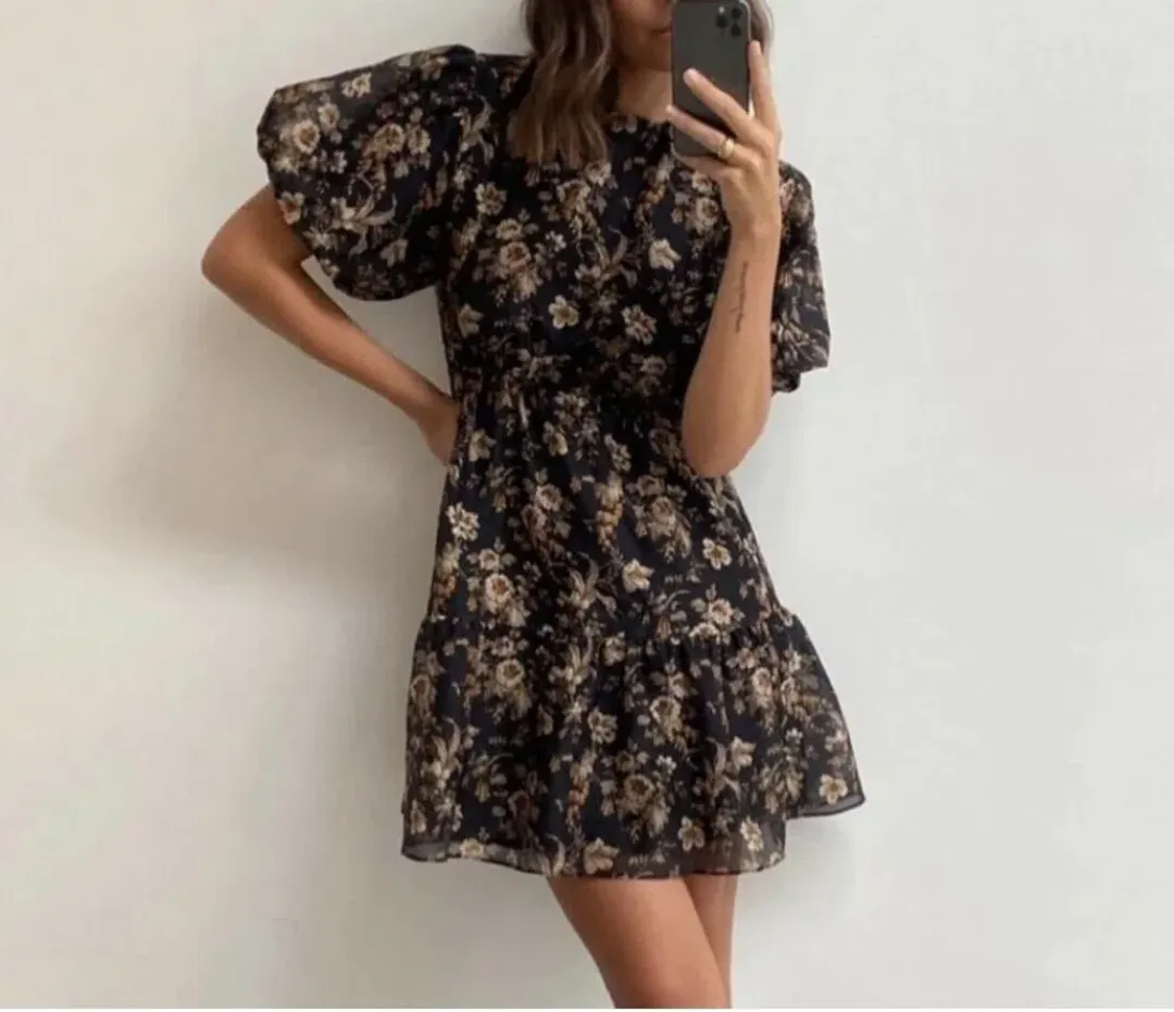 Sir The Label Amerie Open Back Mini Dress Amerie Floral Print Size 1 / Au 8 for rent on The Volte - main image