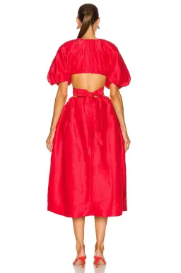 Aje Mimosa Cut Out Midi Dress Red Size 6 for rent on The Volte - image 1