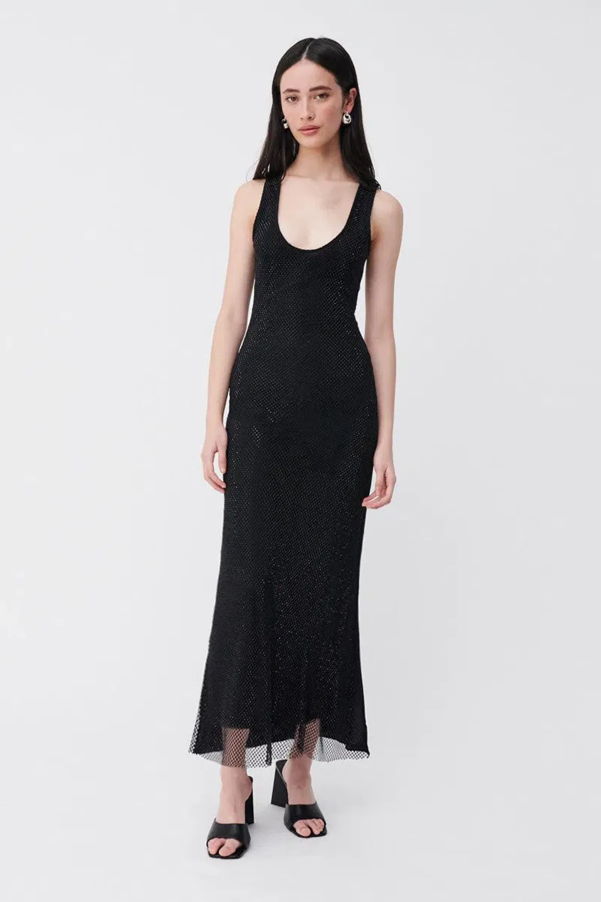 Suboo Diamanté Plunge Nexk Longline Maxi Dress Beaded/Black Size 8 - Image 2