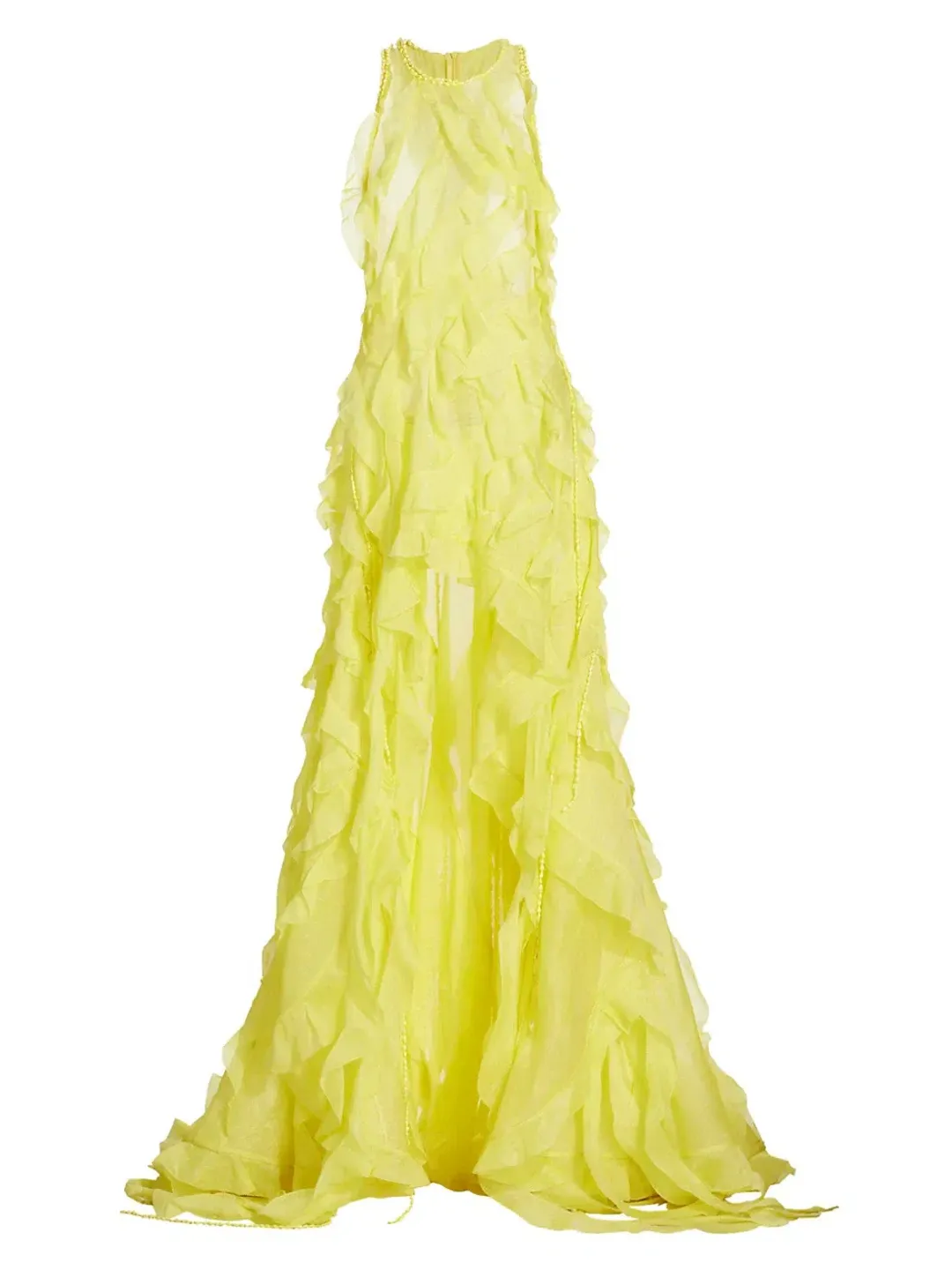 Zimmermann Wonderland Sleeveless Ruffle Gown Lemon Size 1/AU 10 for rent on The Volte - main image