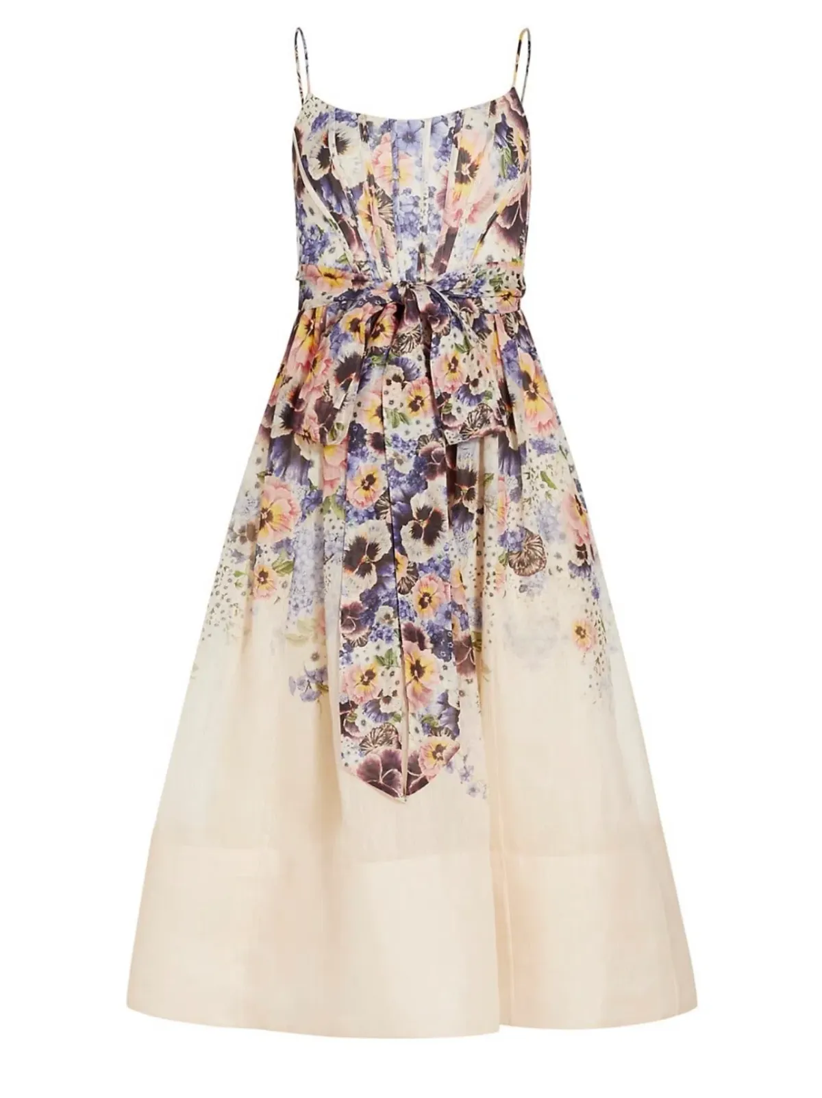 Zimmermann The Tama Corset Midi Dress in Purple Pansy Print Size 1/Au 10 - Image 3