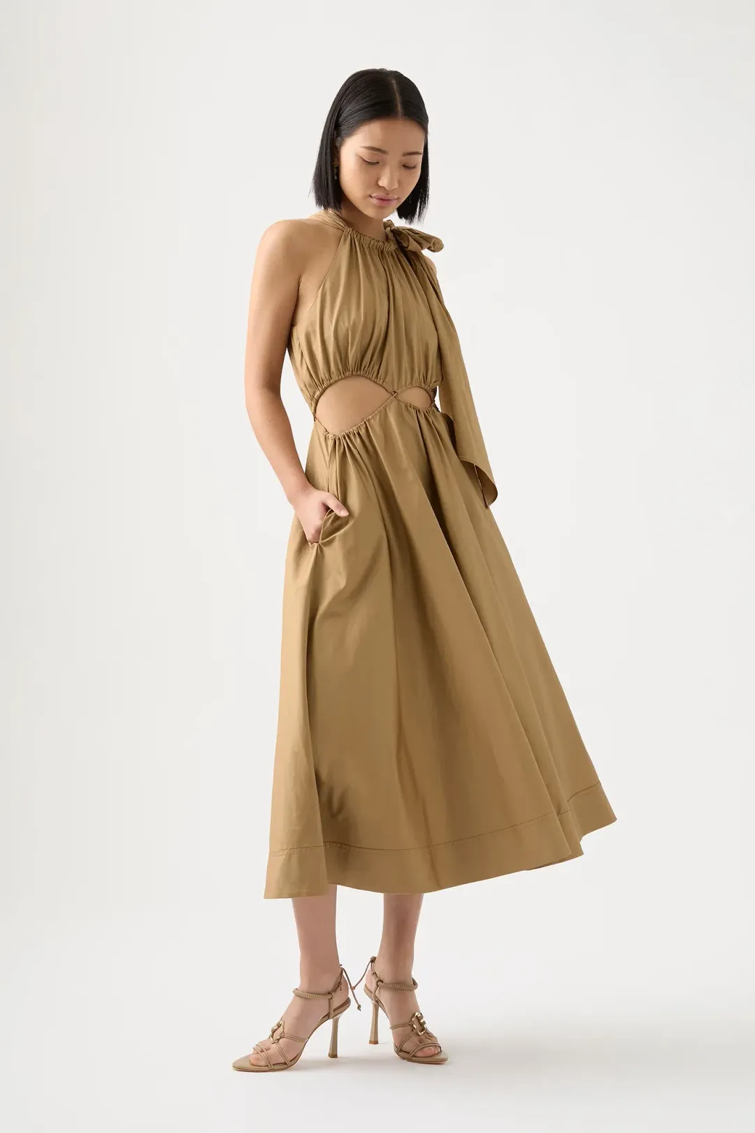 Aje Henriette Tie Strap Midi Dress Willow Size 12 for rent on The Volte - main image