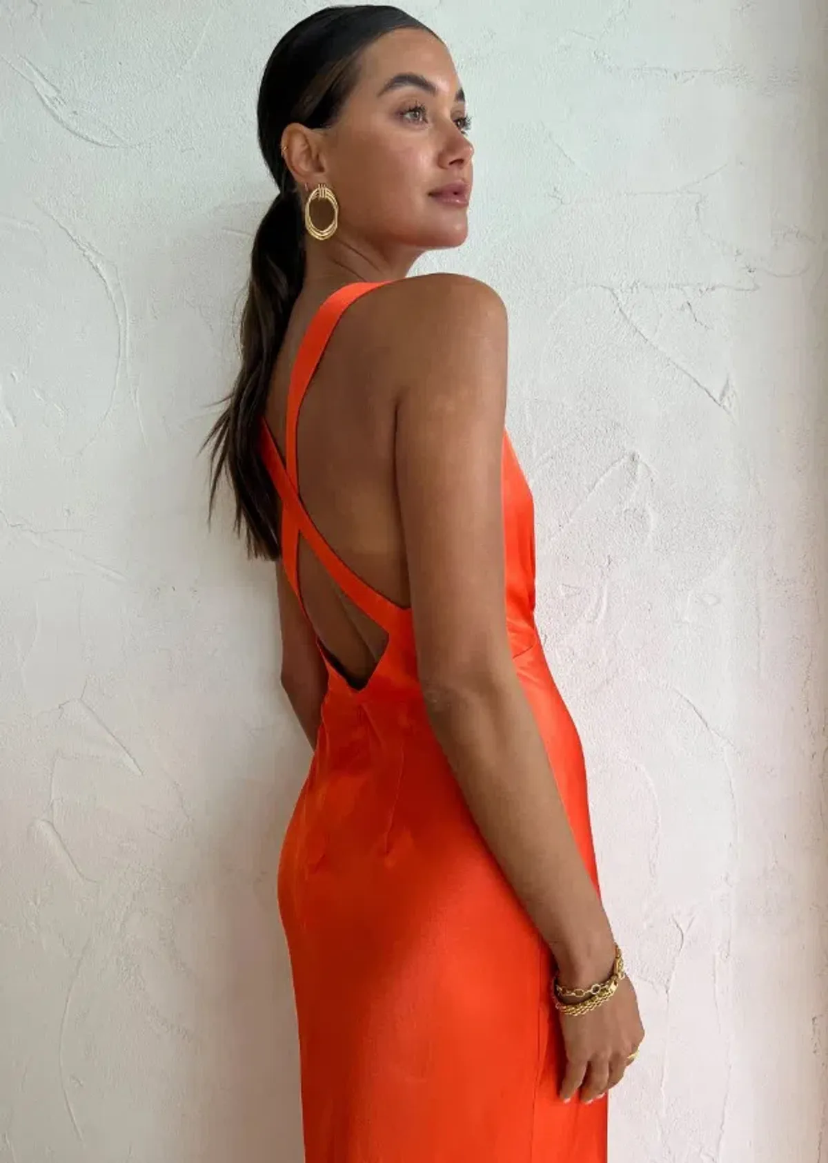 Shona Joy Milo Plunge Cross Back Midi Dress Hibiscus Size 10 - Image 4
